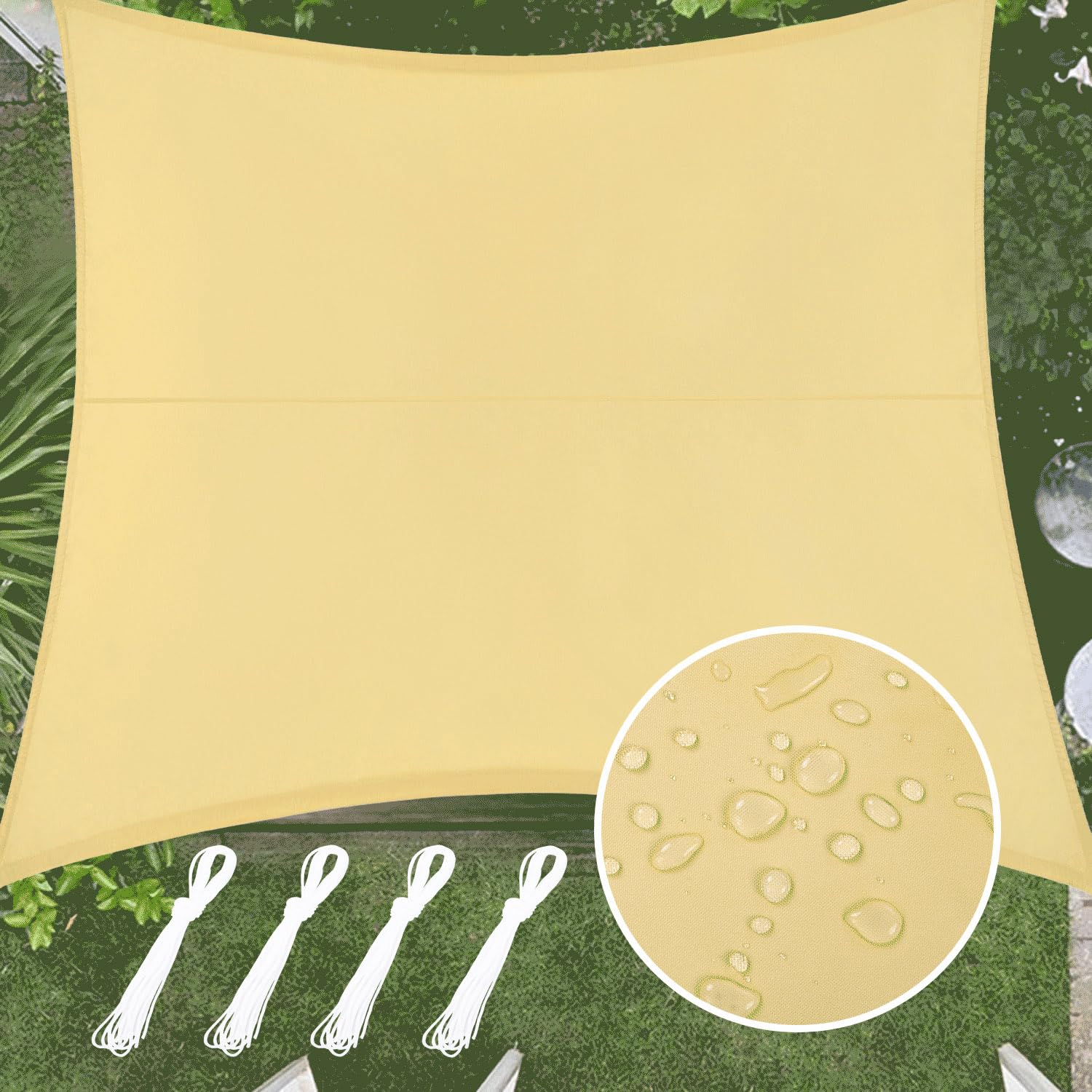 SHACOS Vela de Sombra para Patio 3x3m Transpirable Toldos Exterior Terraza Impermeable Protección Rayos UV Resistente al Desgarro Toldo Parasol para Exteriores, Pergola, Jardín, Terraza