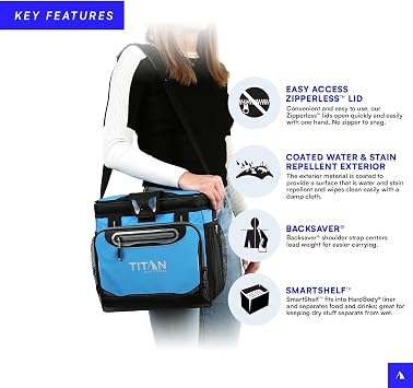 Titan by Arctic Zone Deep Freeze Cooler - Zipperless Hardbody Cooler - Deep Freeze Insulation, HardBody Liner, and SmartShelf