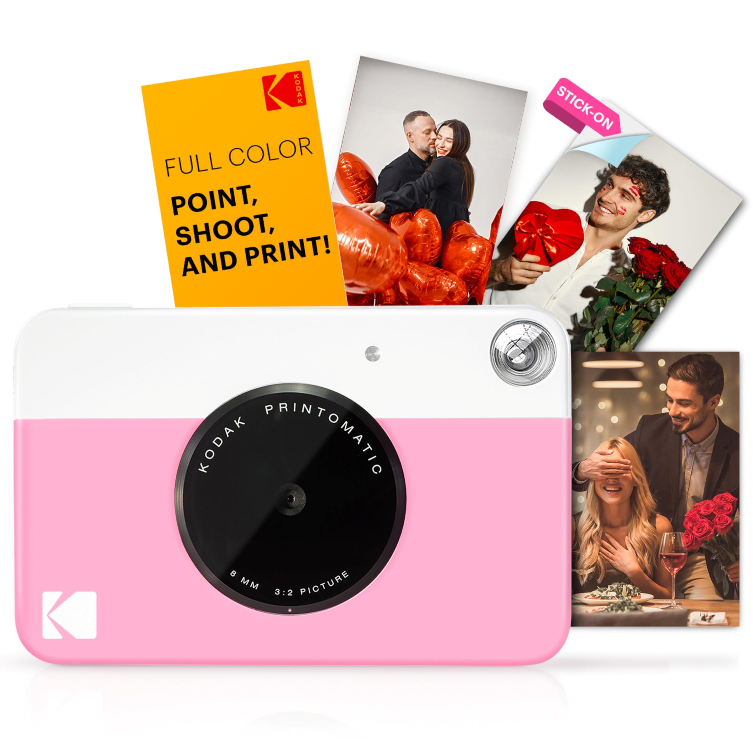 Kodak Printomatic Digital-Sofortdruckkamera - Vollfarbdrucke auf ZINK 2 x 3 Zoll Fotopapier mit klebriger Rückseite (pink) Druckspeicher sofort (USB nicht im Lieferumfang enthalten)