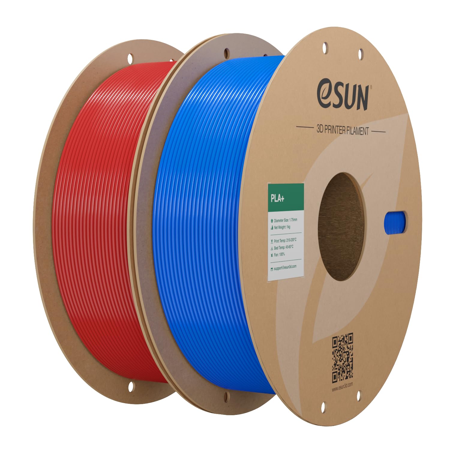 eSUN PLA+ Filament 3D Printer Filament 2KG Fire Engine Red+Blue | PLA Plus 1.75mm, Dimensional Accuracy +/- 0.03mm, 1KG per Spool, 2 Spools 3D Printing Filament
