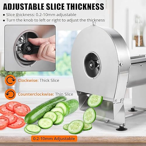 Miniatura 3 de Cortadora de verduras eléctrica Máquina de cortar frutas comercial Tomate er 0.000-0.394 in de espesor de acero inoxidable ajustable para limón