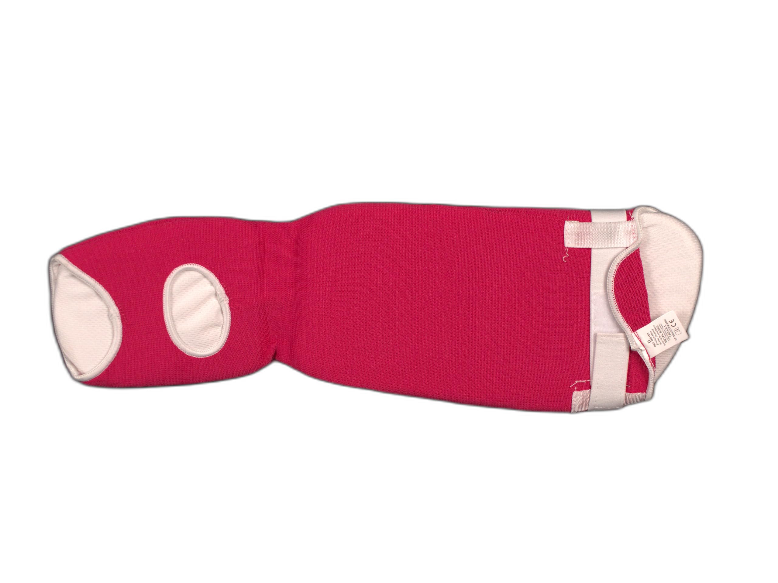 Protège-pieds METAL BOXE – Enveloppe PVC, Mousse Injectée, Serrage Velcro élastiqué – Blanc/Rose, Taille S