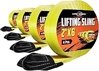 Vista 6 de 4 piezas de eslinga de elevación con ojo torcido y resistencia UV, Lucky Straps, 10' x 2' eslingas de elevación para montacargas, 15000 libras