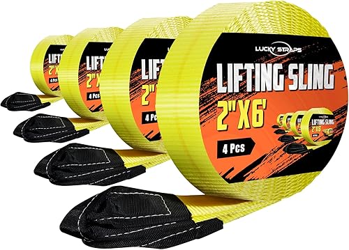 4 correas de elevación de ojos trenzadas con resistencia UV, correas de la suerte de 6 x 2 pulgadas para elevación, 15,000 libras de poliéster