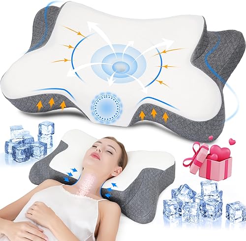 Almohada cervical de espuma viscoelástica, almohada de enfriamiento de tamaño queen, almohadas de cama para dormir, almohada ergonómica para el