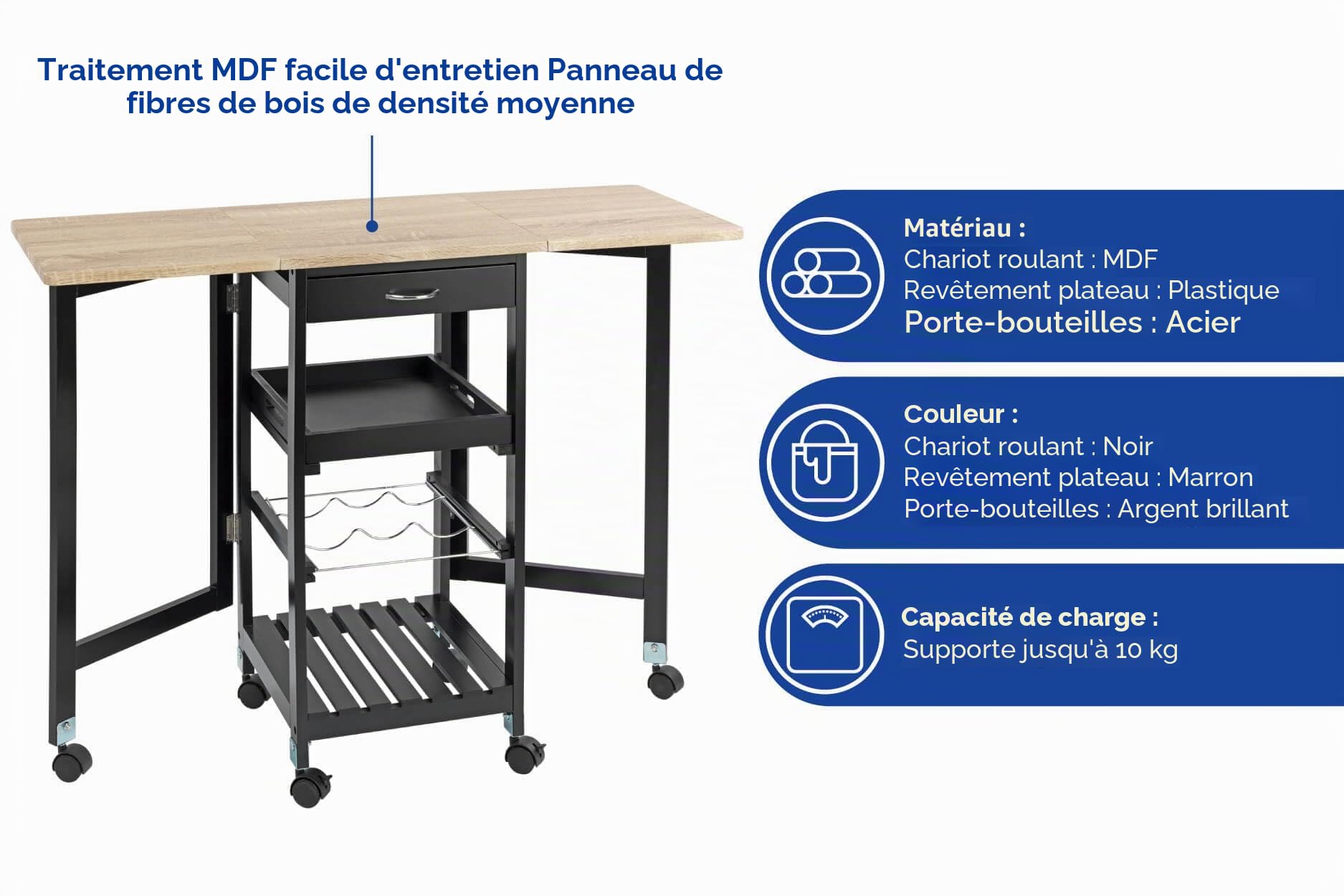 Maximex Chariot Pliable pouvant Supporter jusqu'à 10 kg