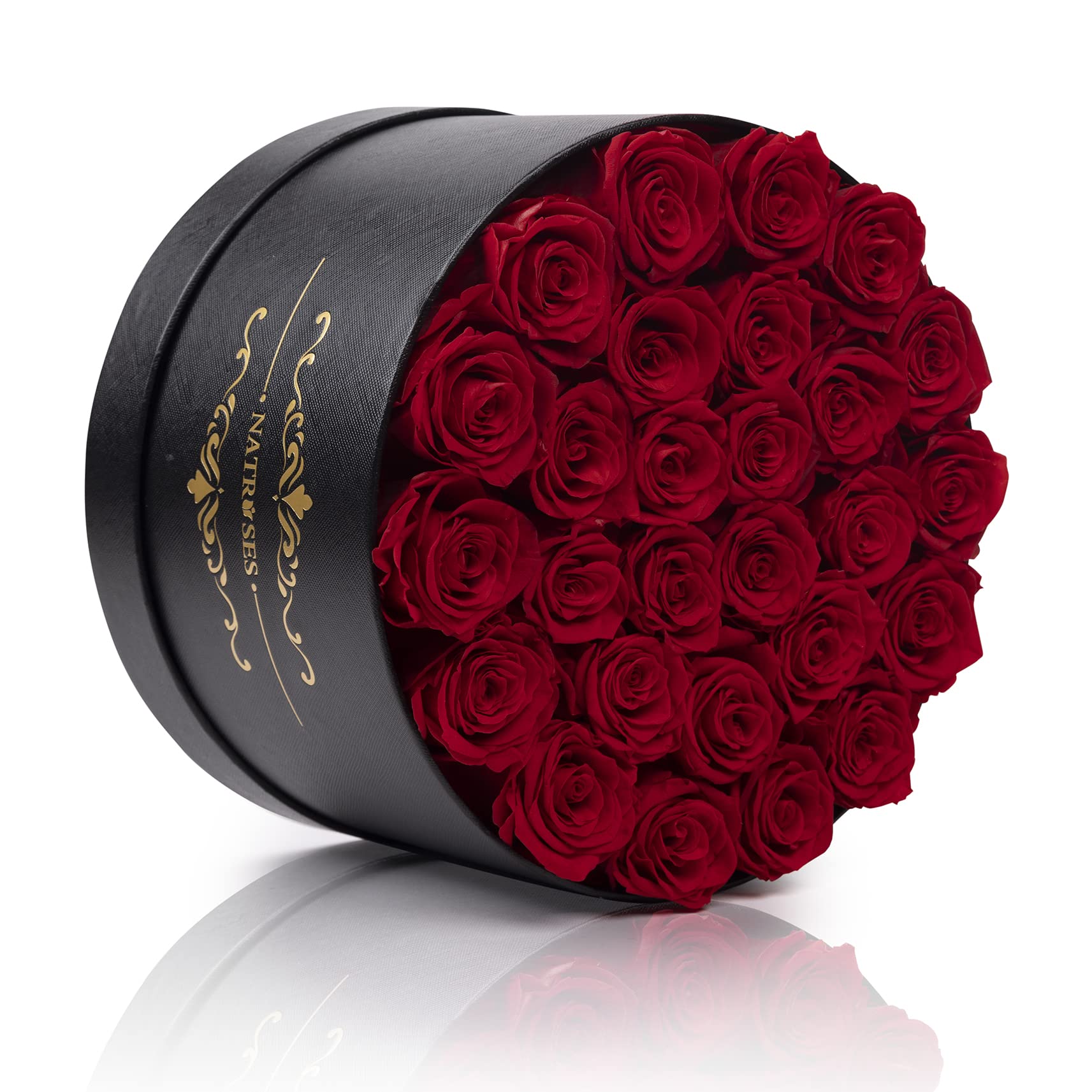 NATROSES 27 Piece Forever Preserved Roses in a Box, Preserved Flowers for Delivery Birthday, Flowers Gifts for Mothers Day, Dusty Pink: Red 27 Roses