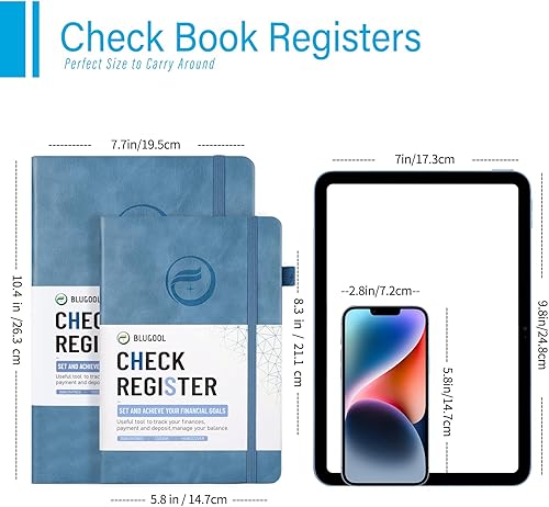 Vista 12 de Registros de cheques para chequera personal, registro Blugool de cheques con registros de cheques y transacciones, libro de registro de contabilidad