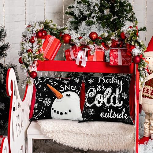 Miniatura 7 de Vellibring Fundas de almohada de Navidad de 18 x 18 pulgadas, muñeco de nieve, ciervo, rojo, decoración de Navidad, decoración de invierno, para