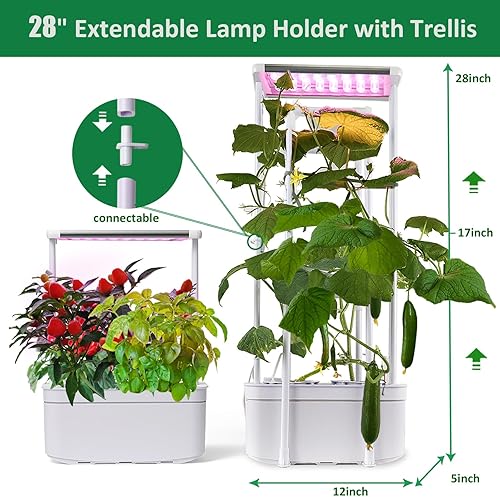 Miniatura 4 de Kit de sistema de cultivo hidropónico con enrejado, sistema de jardinería hidropónica inteligente con luz LED de crecimiento, kit de cultivo de