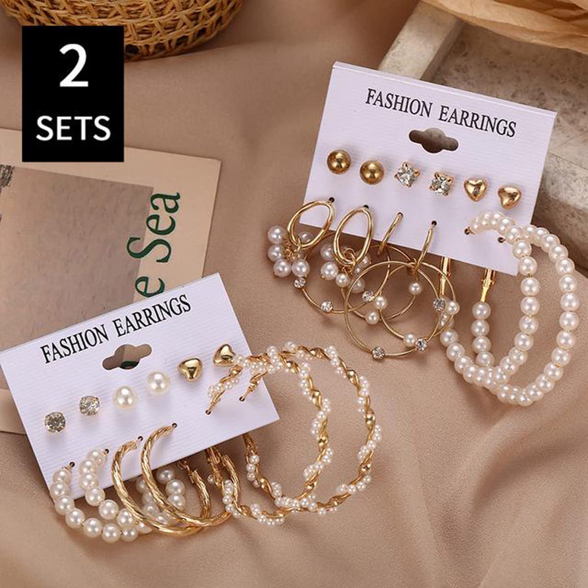 Set of 12 Plated Studs & Hoop Earrings