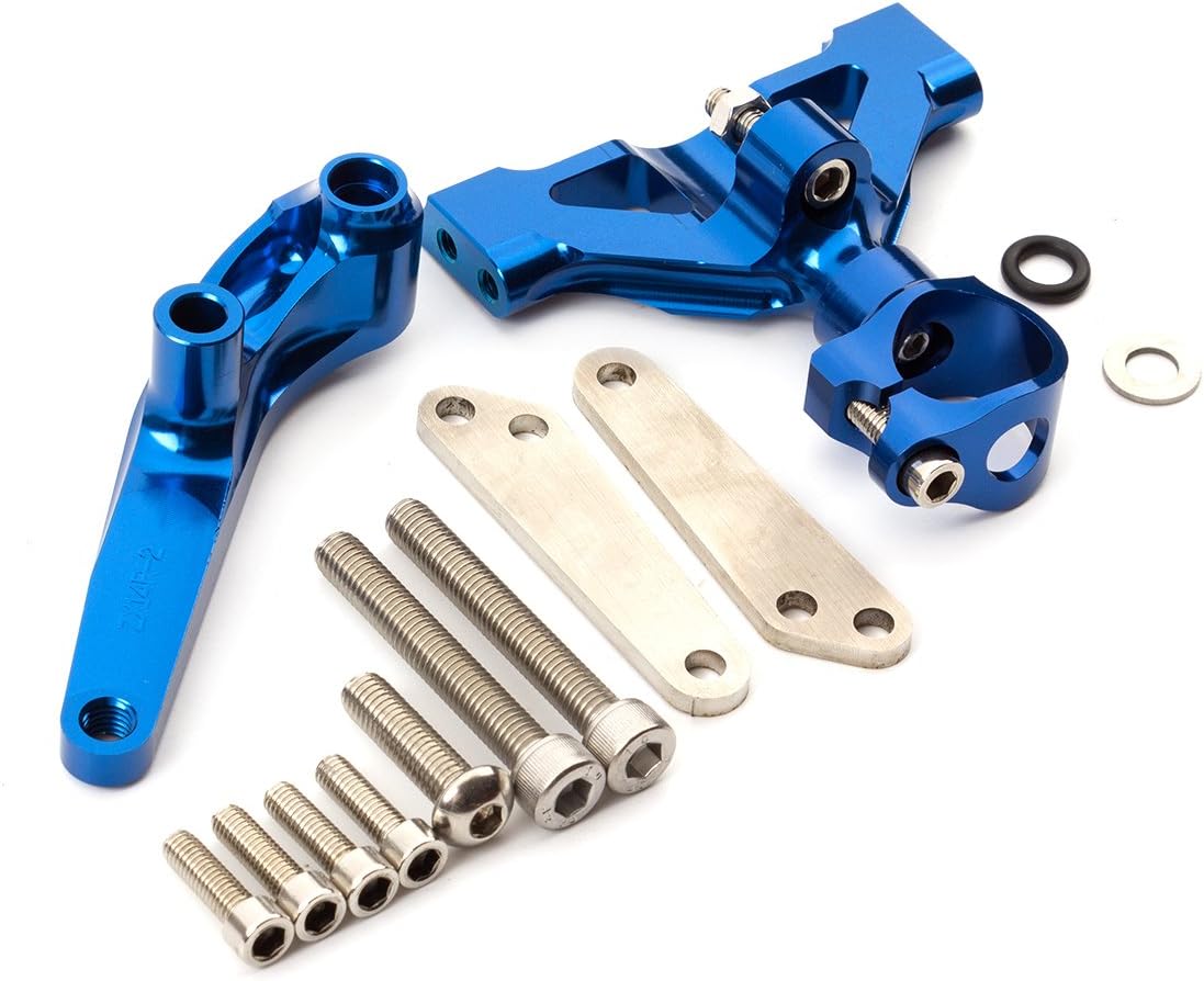FXCNC Motorcycle CNC Steering Damper Stabilizer Buffer Control Bar With Mounting Bracket Kit Full Set Compatible with ZZR1400 Ninja ZX14 ZX14R 2006-2020
