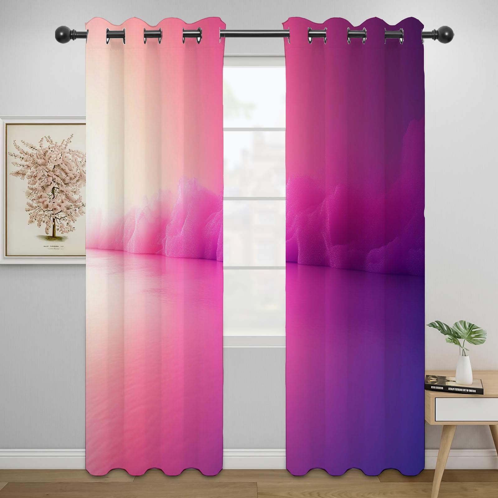 Blickdichte Vorhänge, Sanftes rosa Abstrakt Abstrakt Luxus Modern Muster Gardinen, für Wohnzimmer Schlafzimmer-H180 x B140 cm (2er Pack)