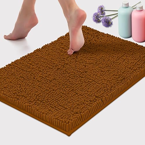 Miniatura 3 de LuxUrux Juego de 2 alfombras de baño de felpa extra suave, material de microfibra de felpilla de 1 pulgada, súper absorbente, ciruela.