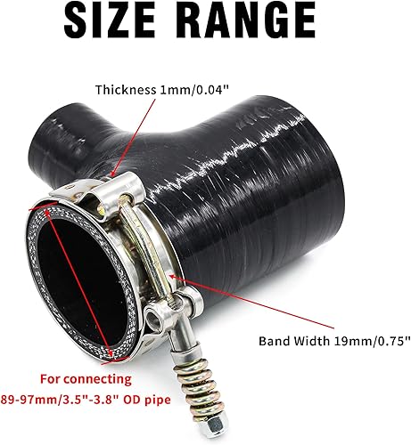 Miniatura 2 de Paquete de 4 abrazaderas de manguera con perno en T, abrazadera de manguera de acero inoxidable con resorte de refuerzo para tubería, abrazadera