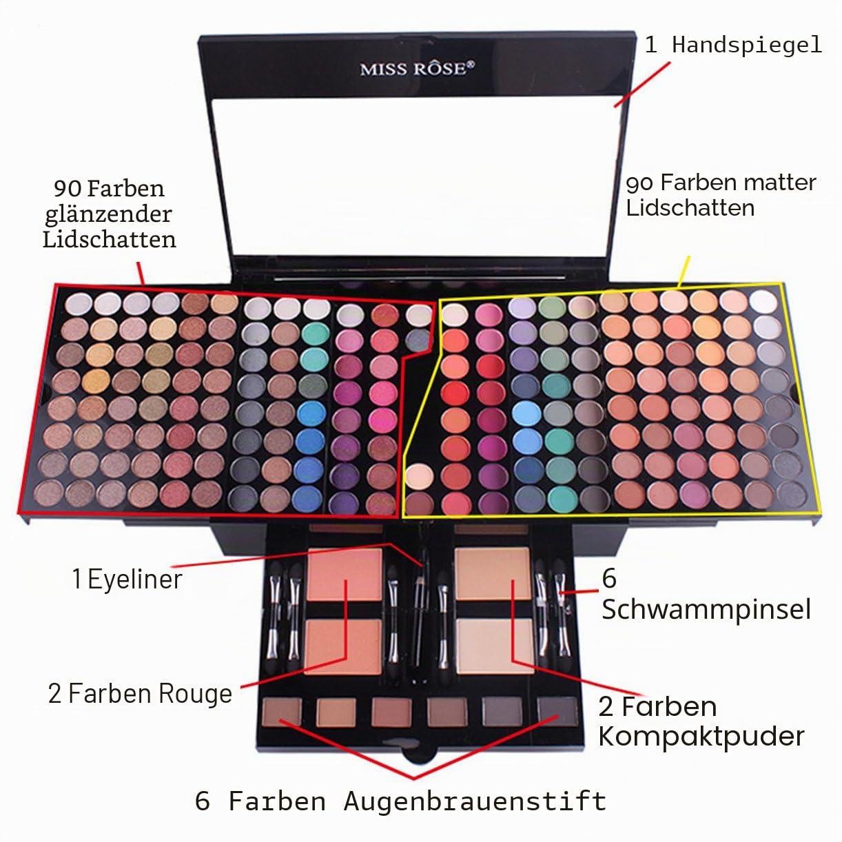 Schminkset, Make up Set für frauen, Schmink Set Damen, Make-up Sets, Schminkset Teenager Mädchen, Schminkkoffer mädchen 10 jahre, Geschenk-Box, Weihnachts und Halloween Basics für Damen