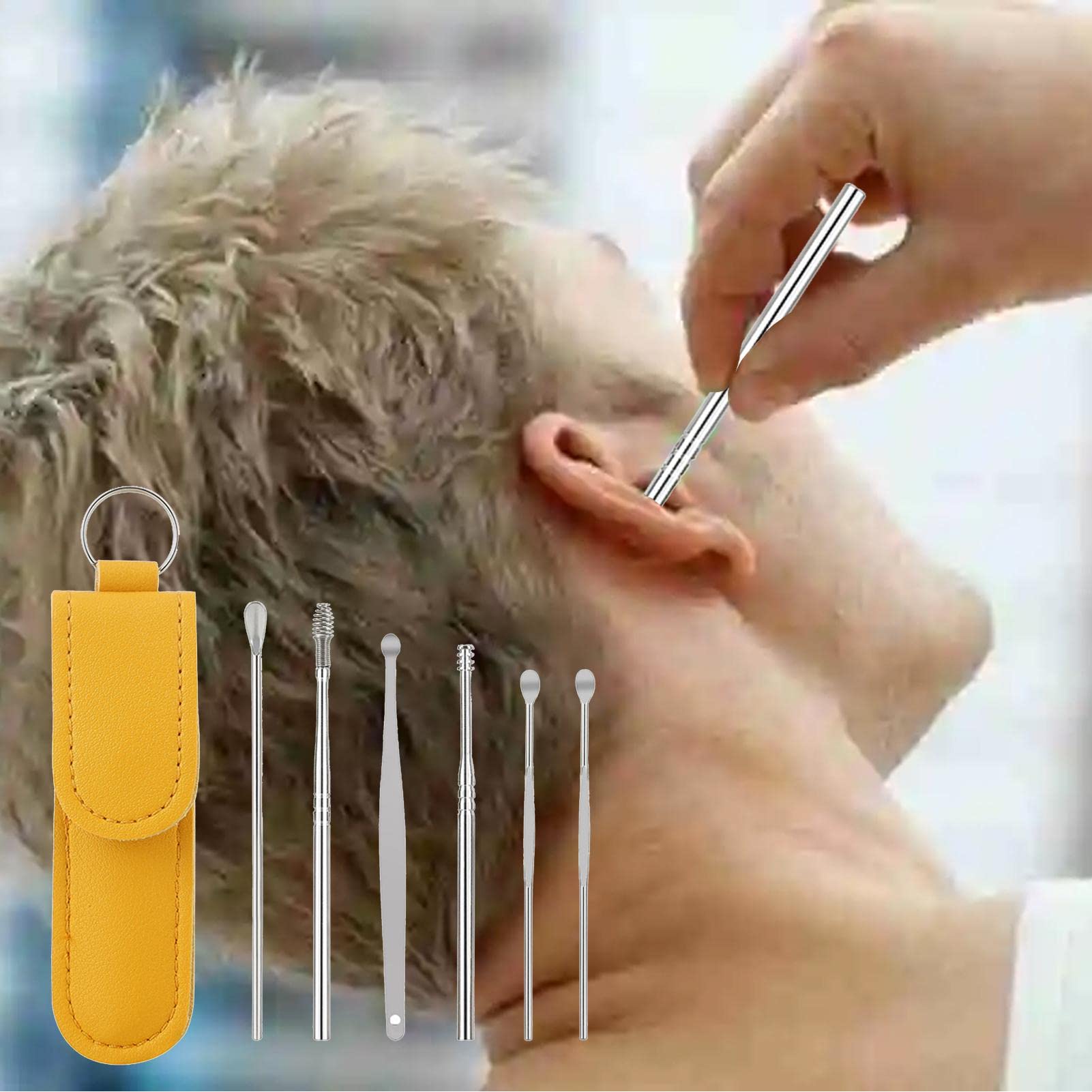 Retrait cérumen - Retrait cérumen Ear Pick,Outil Retrait Cire d'oreille en Acier Inoxydable, Ensemble 6 Outils prélèvement Cire d'oreille
