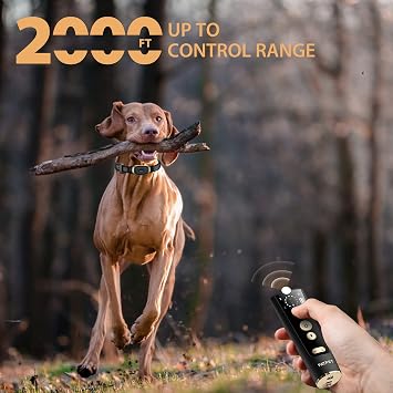 PATPET Shock Collar Dog Training Collar with Remote - 2000FT Range Include Rechargeable & IP67 Waterproof E Collar, Beep Vibration Shock Collar for Large Medium Dogs(15-140 lbs)