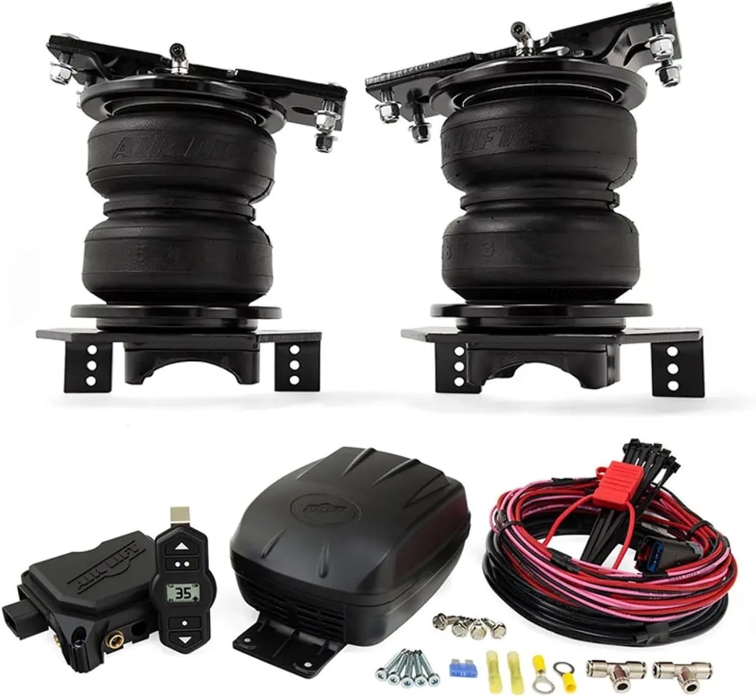 Air Lift LoadLifter 5000 Ultimate Air Spring Kit & WirelessOne 2nd Gen Air Compressor System fits 2017 2019 F250 F350 Super Duty 4WD | Up to 5000 lbs of Load-Leveling Capacity | TrendsAuto Decal