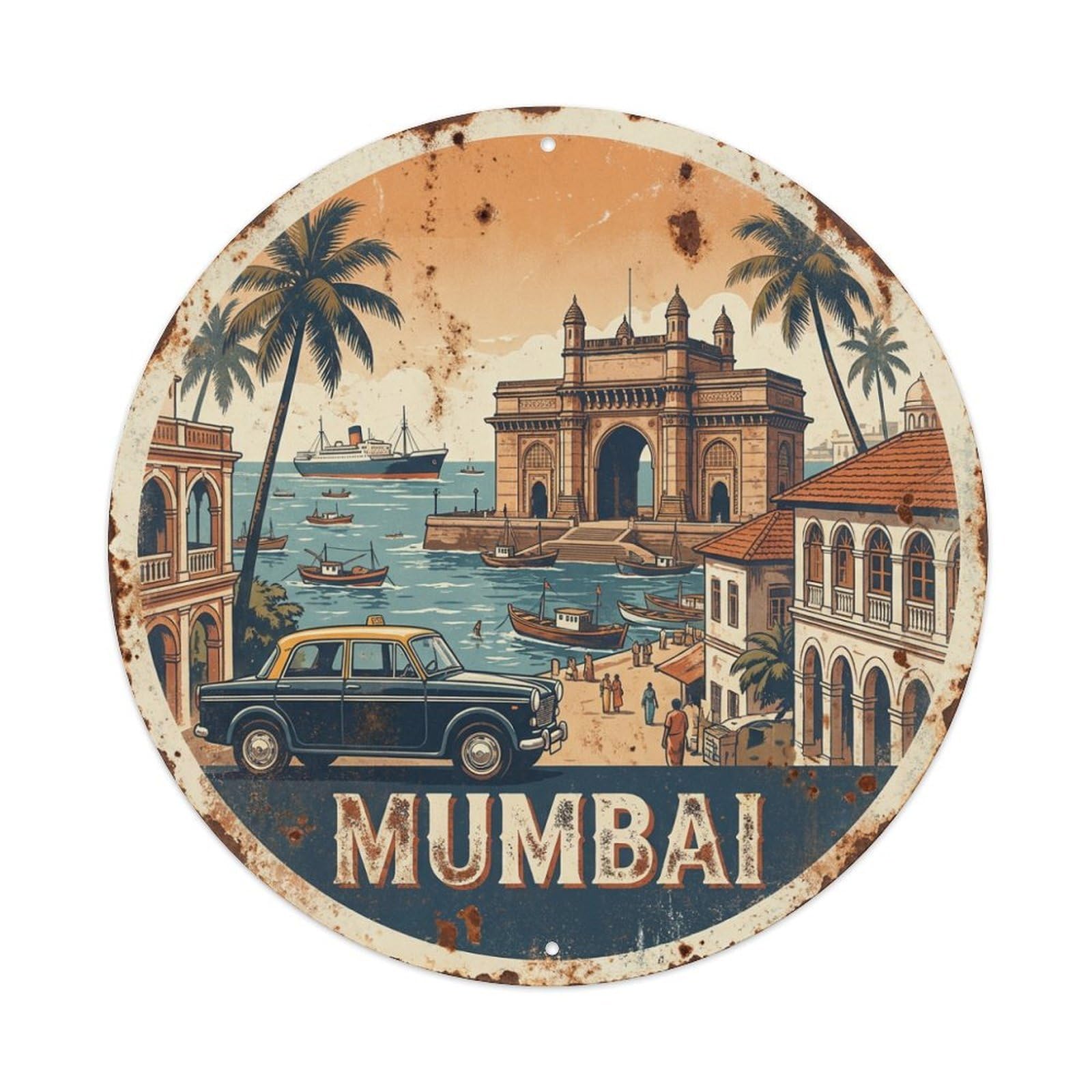 Travel Retro India Mumbai Metal Tin Sign