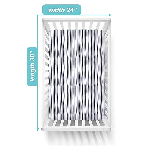 Miniatura 10 de TL Care Paquete de 2 sábanas de punto de jersey de algodón 100% natural impresas, portátilesminicuna, plumas y triángulos, suaves y transpirables,