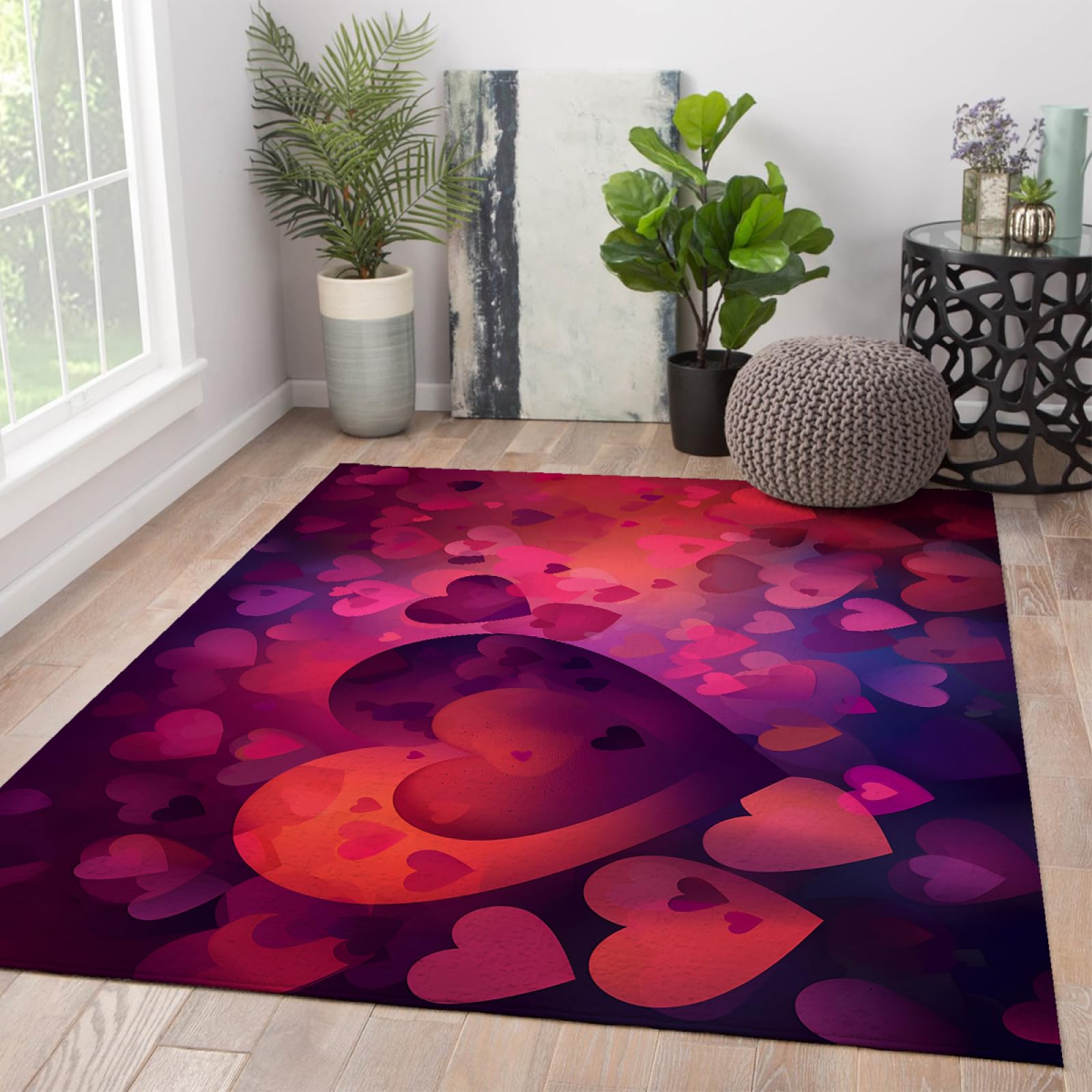 Amazon | Romantic Love Carpet Red Heart Pattern Area Rugs