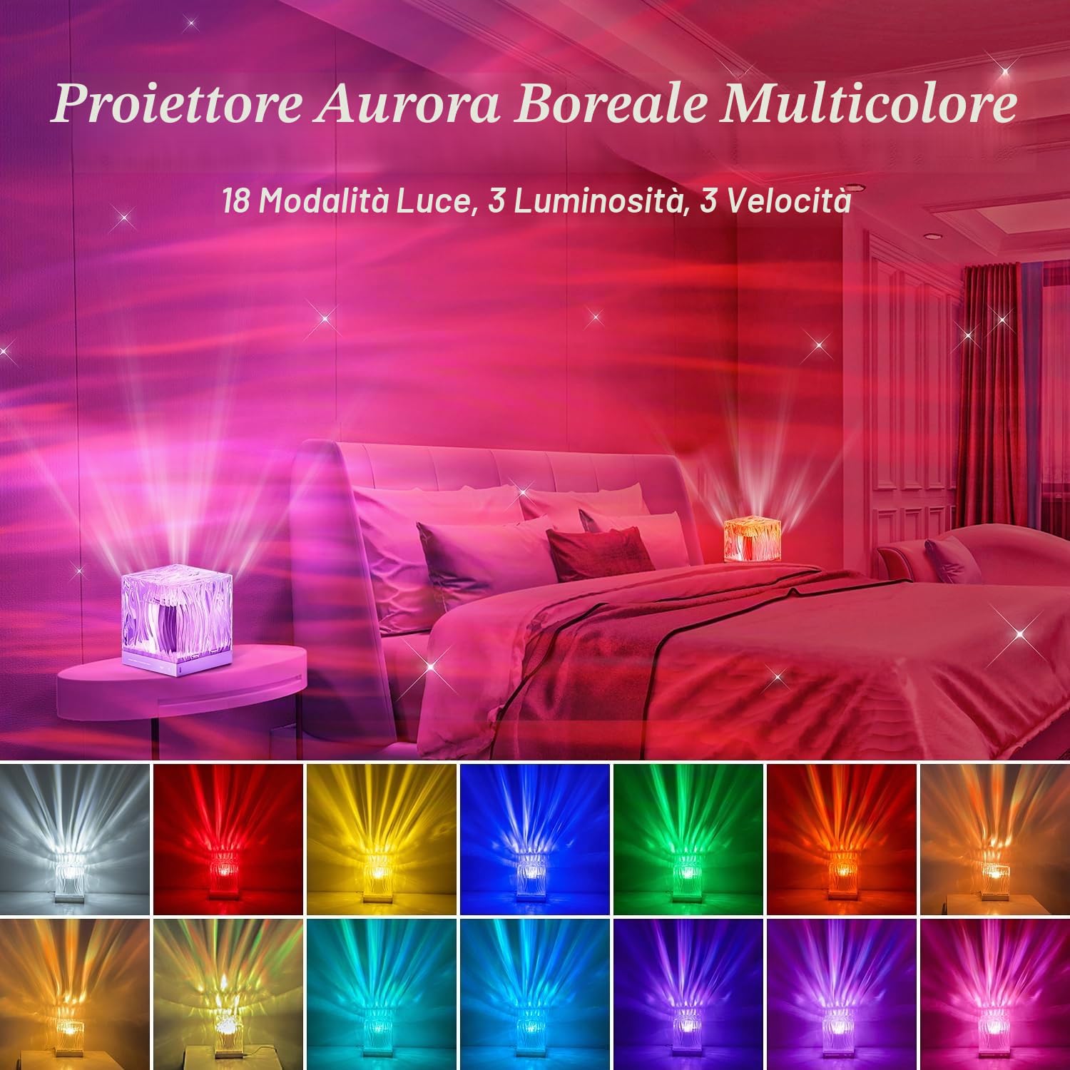 Proiettore cielo stellato per bambini, 18 modalità luce nordica, proiettore Galaxy Projector, 15 bianco rumore, luce notturna cielo stellato, proiettore Bluetooth Ocean Lamp Aurora Light,Skylight