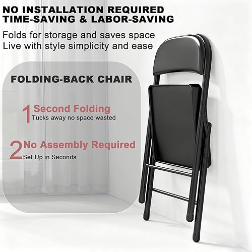 Miniatura 5 de Juego de sillas plegables acolchadas, sillas plegables ligeras, sillas plegables resistentes para comedor, cocina, patio de jardín, fiestas