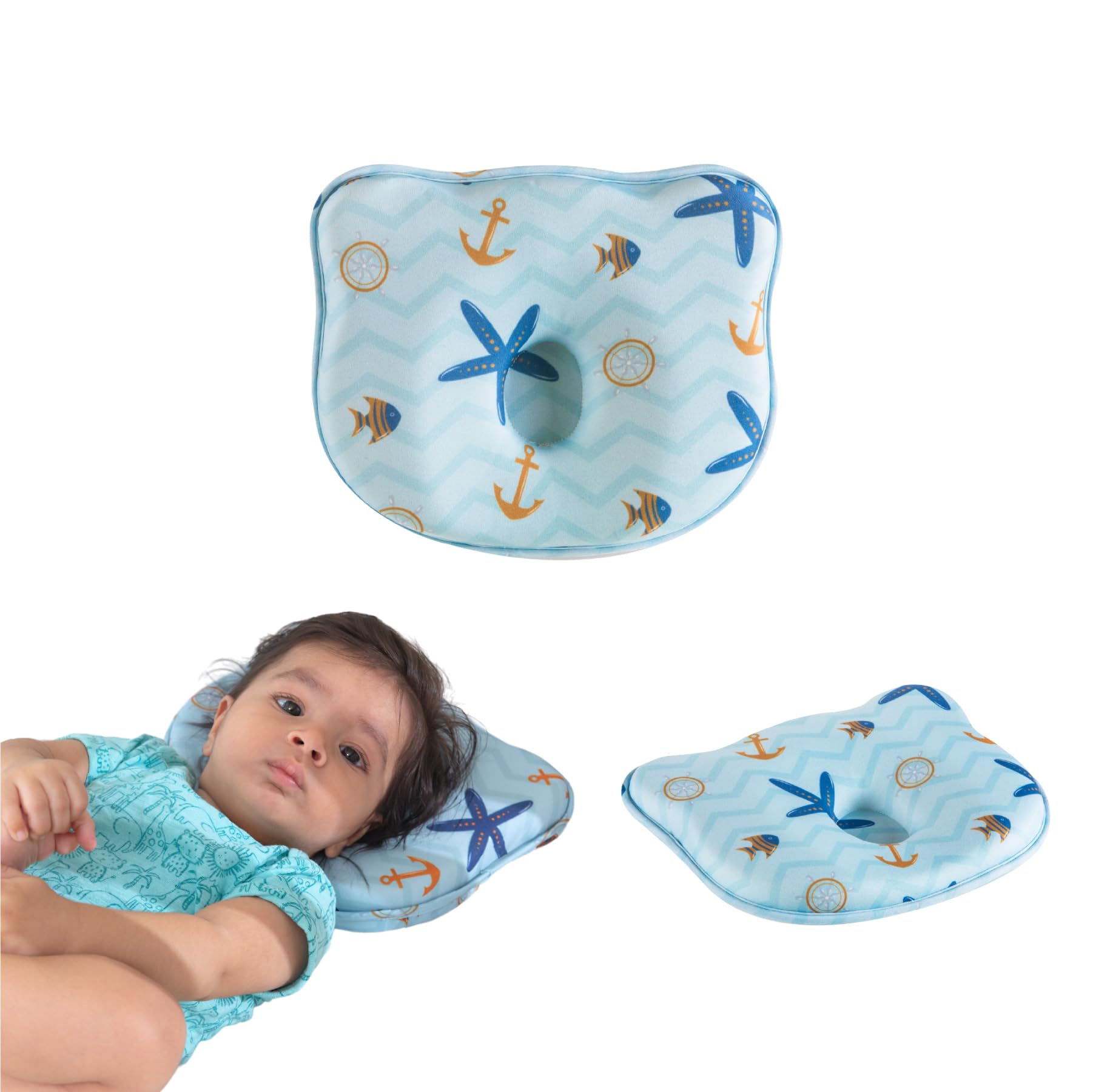 The White Willow Baby Pillow for New Born 0-12 Months-Baby Head Shaper Pillow to Prevent Flat Head Syndrome-Memory Foam Baby Neck Support Pillow-Kids Pillow-Infant Sleeping Soft Baby Head Pillow-Blue