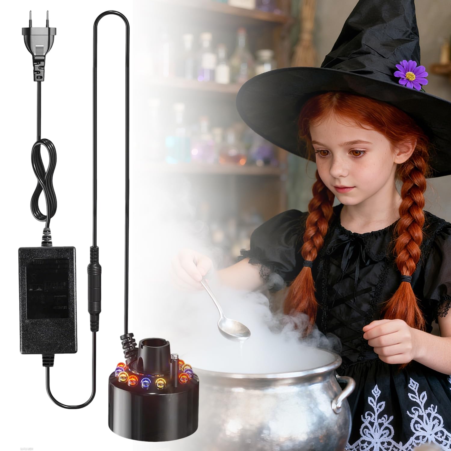 Machine à Fumée Halloween Ultrason – Brumisateur LED 12 Couleurs, Protection Anti-Éclaboussures, Parfait Pour Chaudron, Fontaine Ou Aquarium