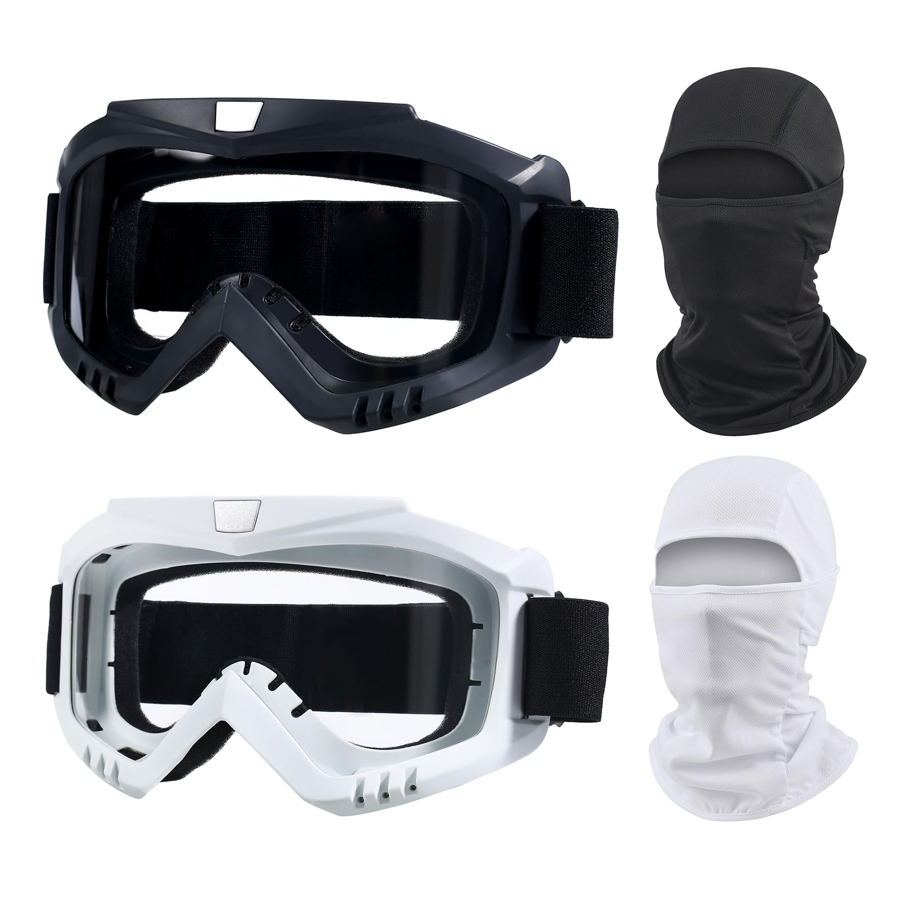 LJDJ Dirt Bike Goggles With UV Protection & Attached Balaclava - Motocross, ATV, Off-Road Riding Glasses
