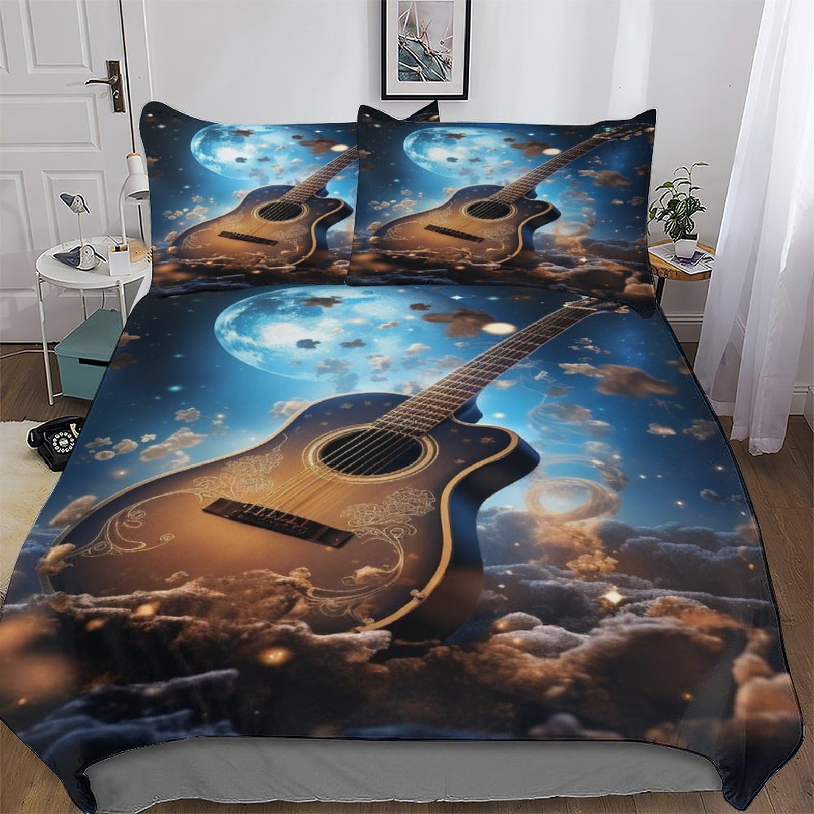 Housse de couette guitare douce anti-plis literie King 220x240