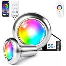 Nicheless Pool Lights, 1.5 Inch LED RGBW Inground Pool & Spa Light, IP68 Waterproof, 120V, 50 ft Cord with Controller, APP & Remote Control, Color Changing Pool Light with CREE LED Chips