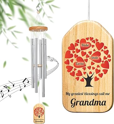 Memorial Wind Chimes for Mom, Personalized Custom Wind Chimes Bereavement/Memory/Sympathy/Retiremen Gifts for Grandma Dad Women Men Teacher Coworkers Nurse