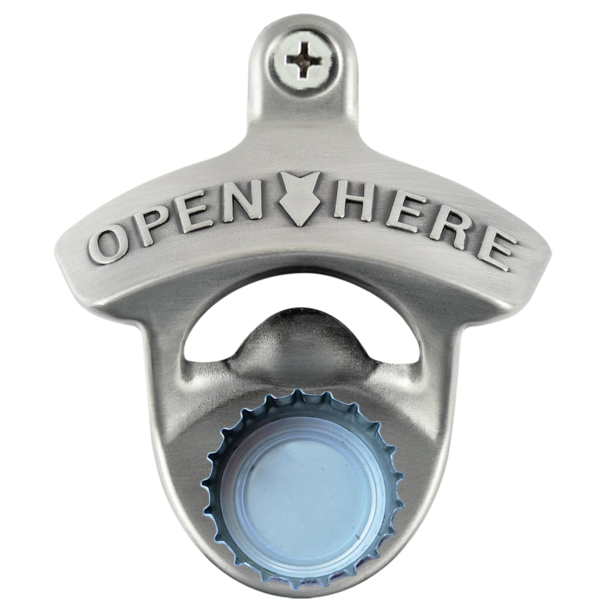Jumiok Antique Silver Wall Mount Magnetic Beer Top Opener Mountable Bottle Cap Opener with Embedded Magnets Gifts