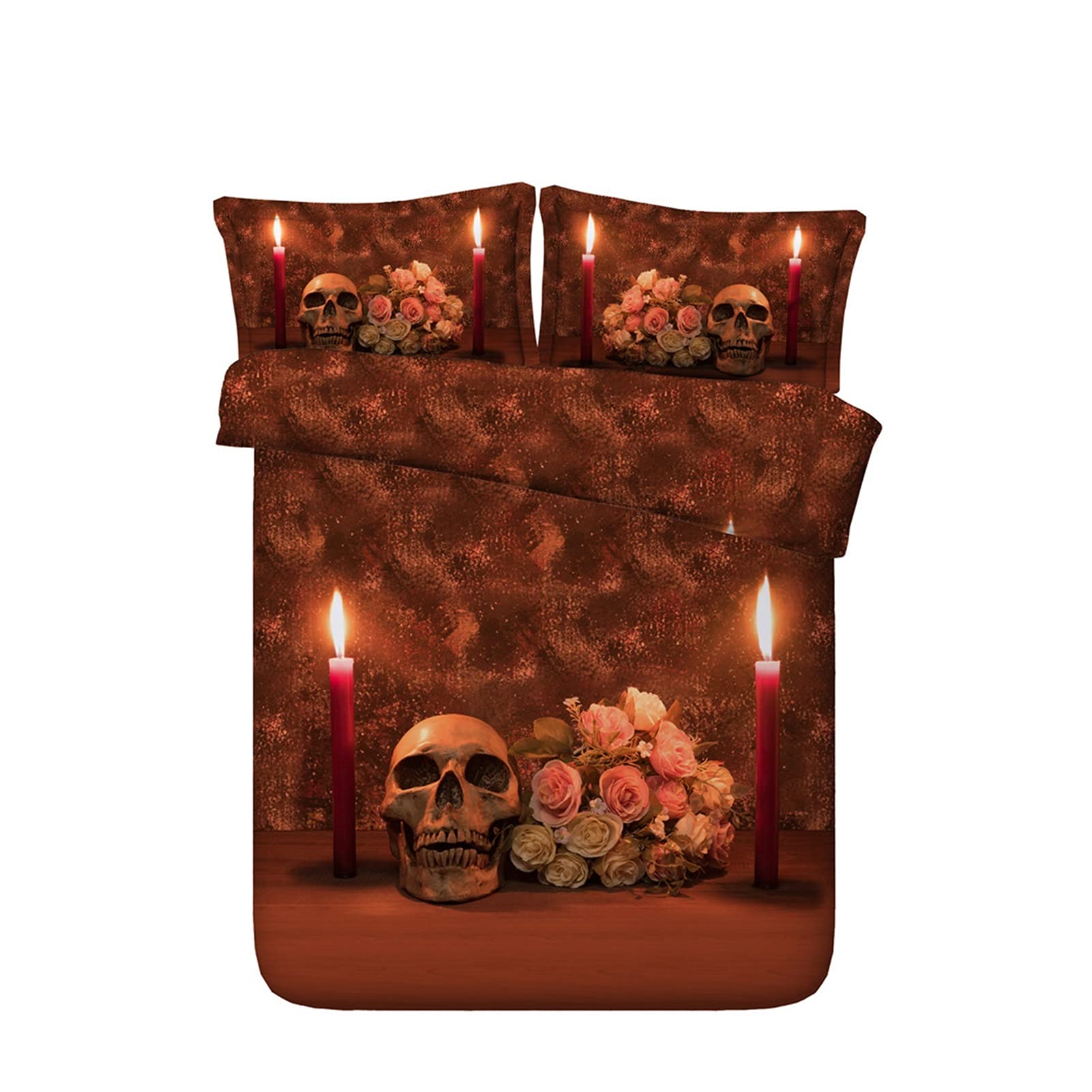 Housse de couette Boho Sugar Skull King avec taies d'oreiller zippées