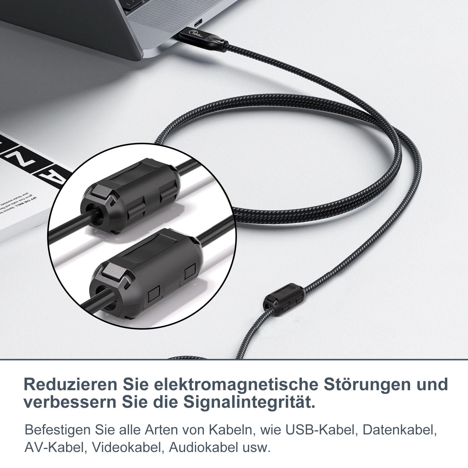 Rdzenie ferrytowe do kabli, 30 sztuk klipsów ferrytowych, tłumik zakłóceń EMI, klips do kabli o średnicy wewnętrznej 3,5 mm, 5 mm, 7 mm, do kabli USB, kabli audio i wideo, kabli zasilających