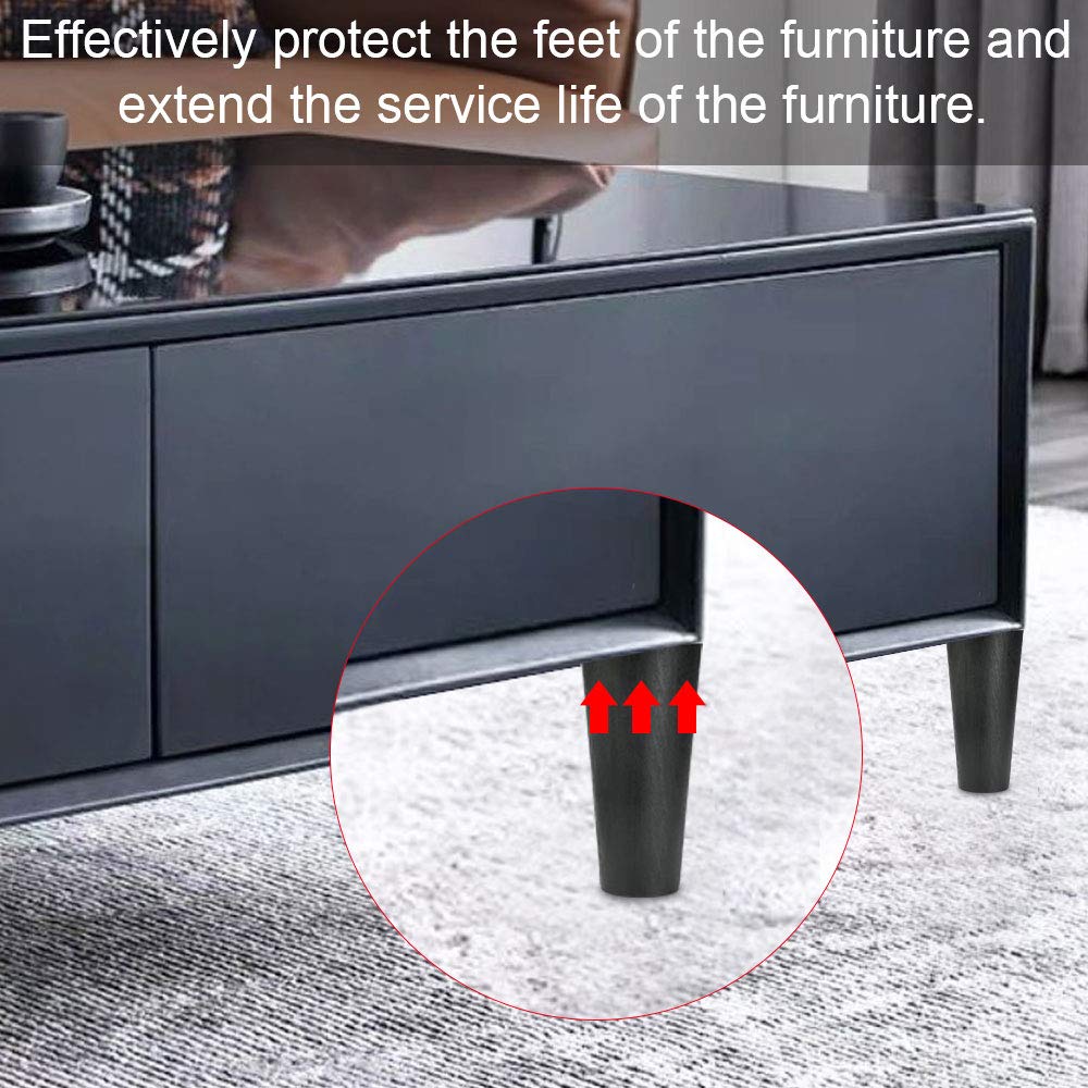 Pieds Meuble Bois Massif 12cm - Lot De 4 - Hévéa Verni - Pour Canapé, Lit, Table
