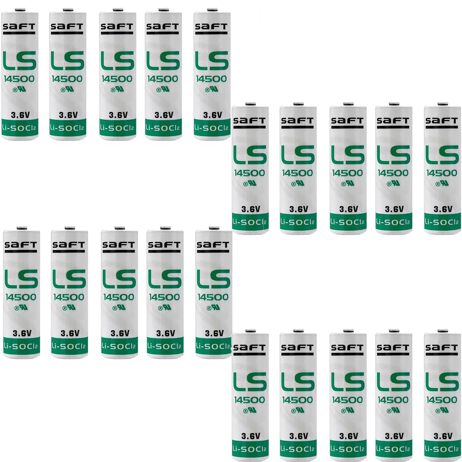 LMY(20Pack) LS14500 Lithium 3.6V Batteries for Saft Ls14500,2600mAh Non-Rechargeable Ls14500 AA Battery
