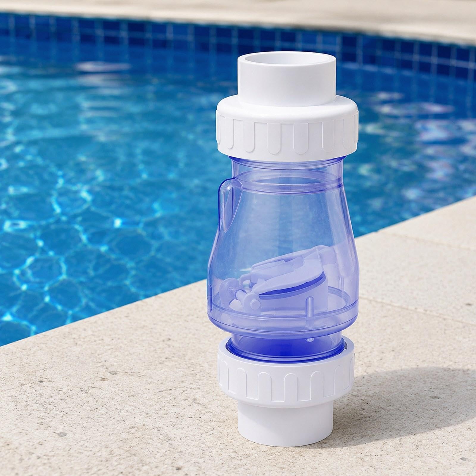 Válvula Antirretorno para Mangueras de Piscina, Conector Robusto Y de Alto Rendimiento, Accesorios Versátiles, Repuestos, PVC, Transparente, 2 Inch