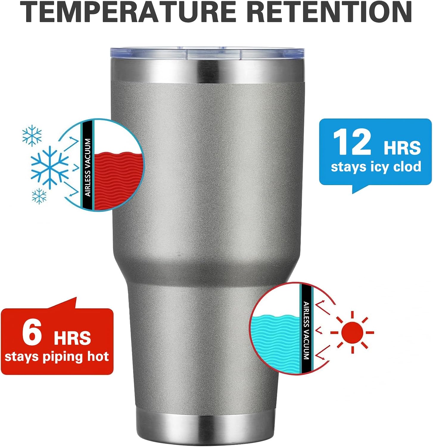 MEWAY 30oz Insulated Tumbler With Lids and Straws,Stainless Steel Double Vacuum Coffee Tumbler Cup, Brush, Durable Powder Coated Coffee Cup for Cold & Hot Drinks(Cold Grey,8 PACK) - Image 2
