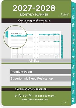 2027-2028 Monthly Planner Refills - A5 Planner Inserts, JAN 2027 - Dec 2028