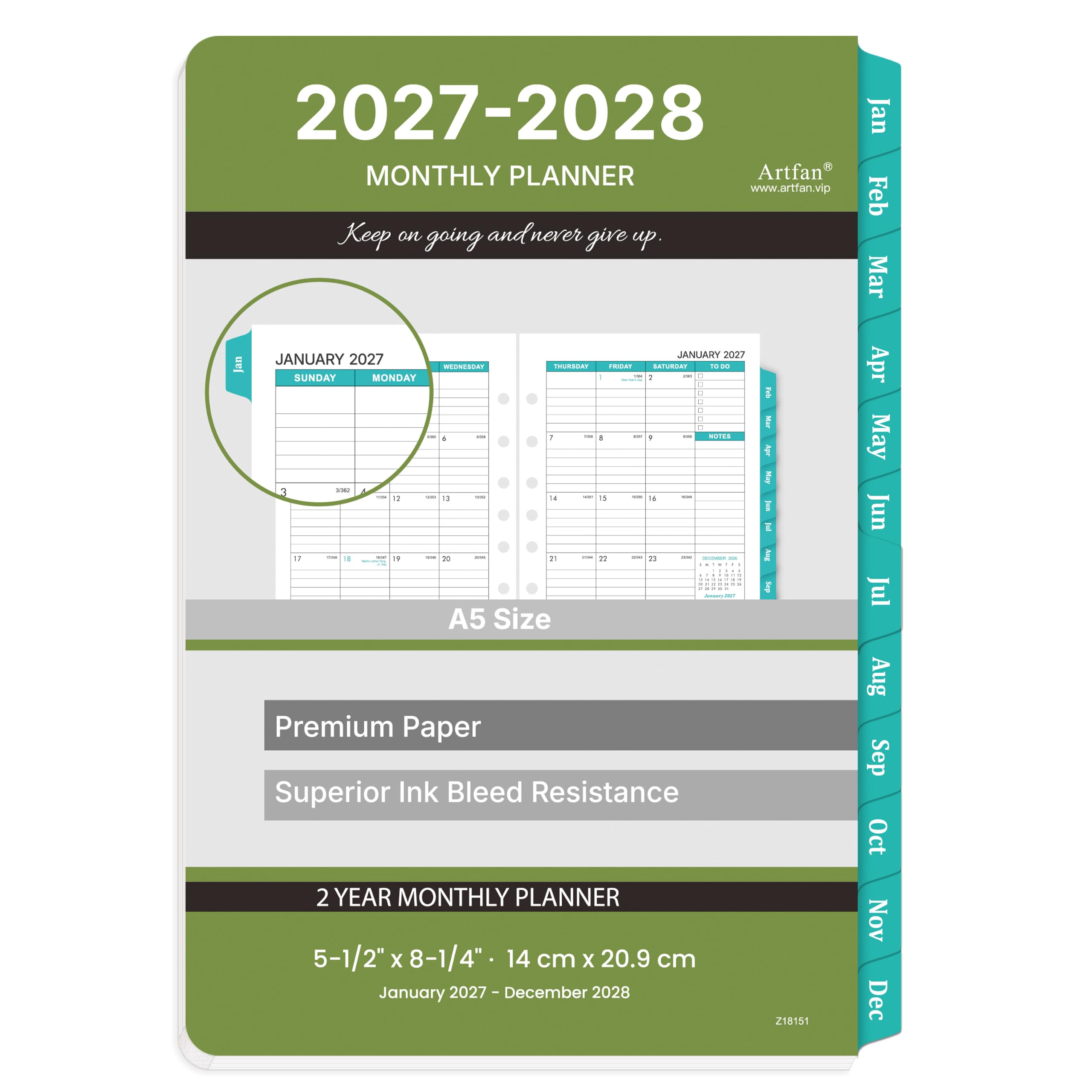 2024 Planer Nachfüllpackungen,Planer Nachfüllpackungen 2024, 2024 Wochen- & Monatsplaner Nachfüllungen, 2024 Planer Einlagen, A6 Planer Einlagen, 5-1/2 Zollx8-1/2 5.1 cm , 7-fach gelocht,weiß