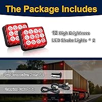 Vista 8 de 2 piezas de luces magnéticas para remolque, baliza roja, luces estroboscópicas magnéticas inalámbricas, luces de advertencia de emergencia