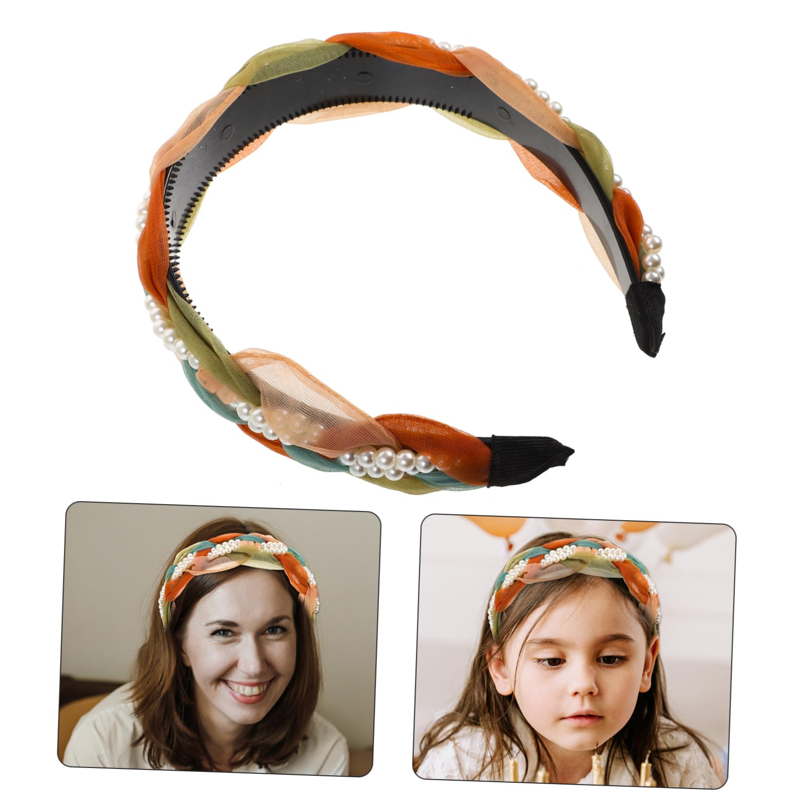 FRCOLOR 5 piezas de color de contraste trenza diadema ancha bandas para el cabello para damas amplia diadema para damas accesorios para el cabello diademas para damas damas diademas red