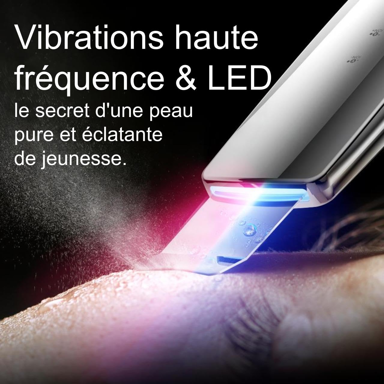 Lumineo Appareil de Gommage à Ultrasons Skin Scrubber 4 Fonctions Ultrasons Ions EMS LED