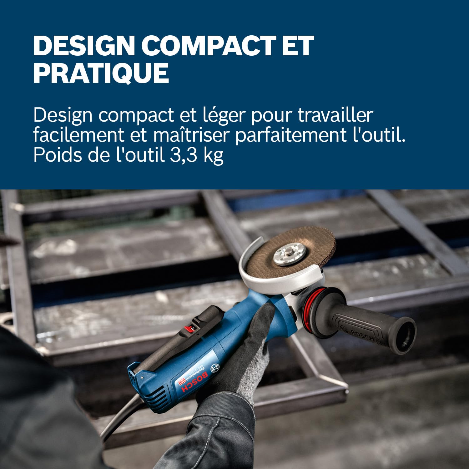 Bosch Professional Meuleuse angulaire filaire GWS 12-125 P (Ø disque : 125 mm, 1 200 W, y compris poignée auxiliaire Vibration Control, capot de protection, clé à ergots)