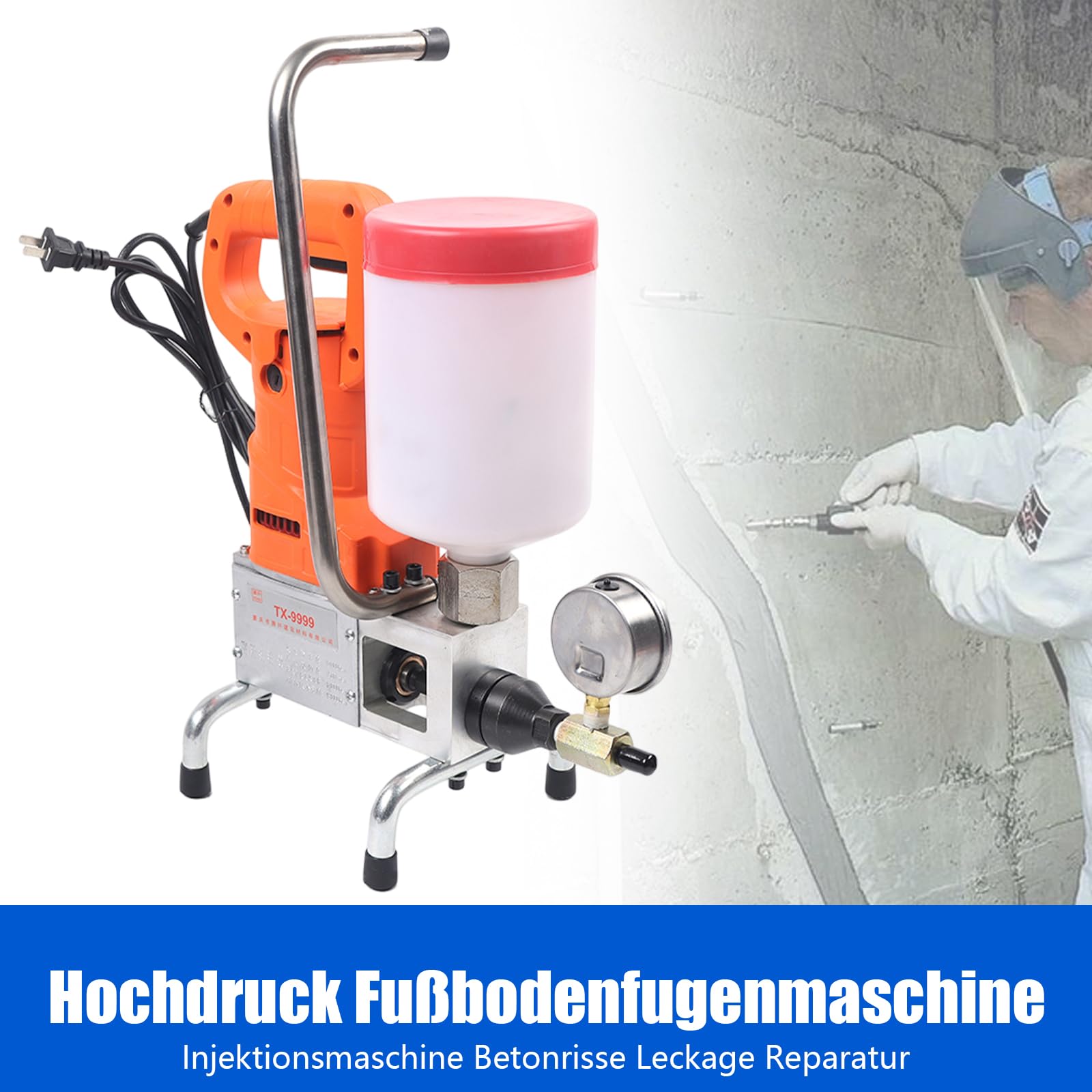 Pompa di iniezione ad alta pressione da 720 W, dispositivo di perforazione ad alta pressione con 10.000 psi, 220 V per efficace tenuta del calcestruzzo – pompa a getto ad alta pressione e perfusione