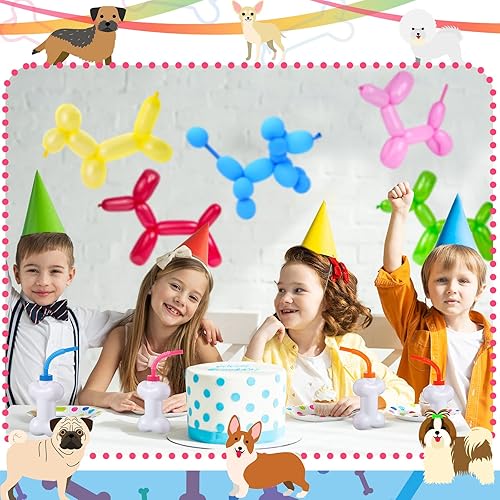 Miniatura 7 de Eaasty Vasos de hueso de perro con pajitas y tapas, suministros de fiesta de 10 onzas, vasos de plástico reutilizables con forma de hueso de perro