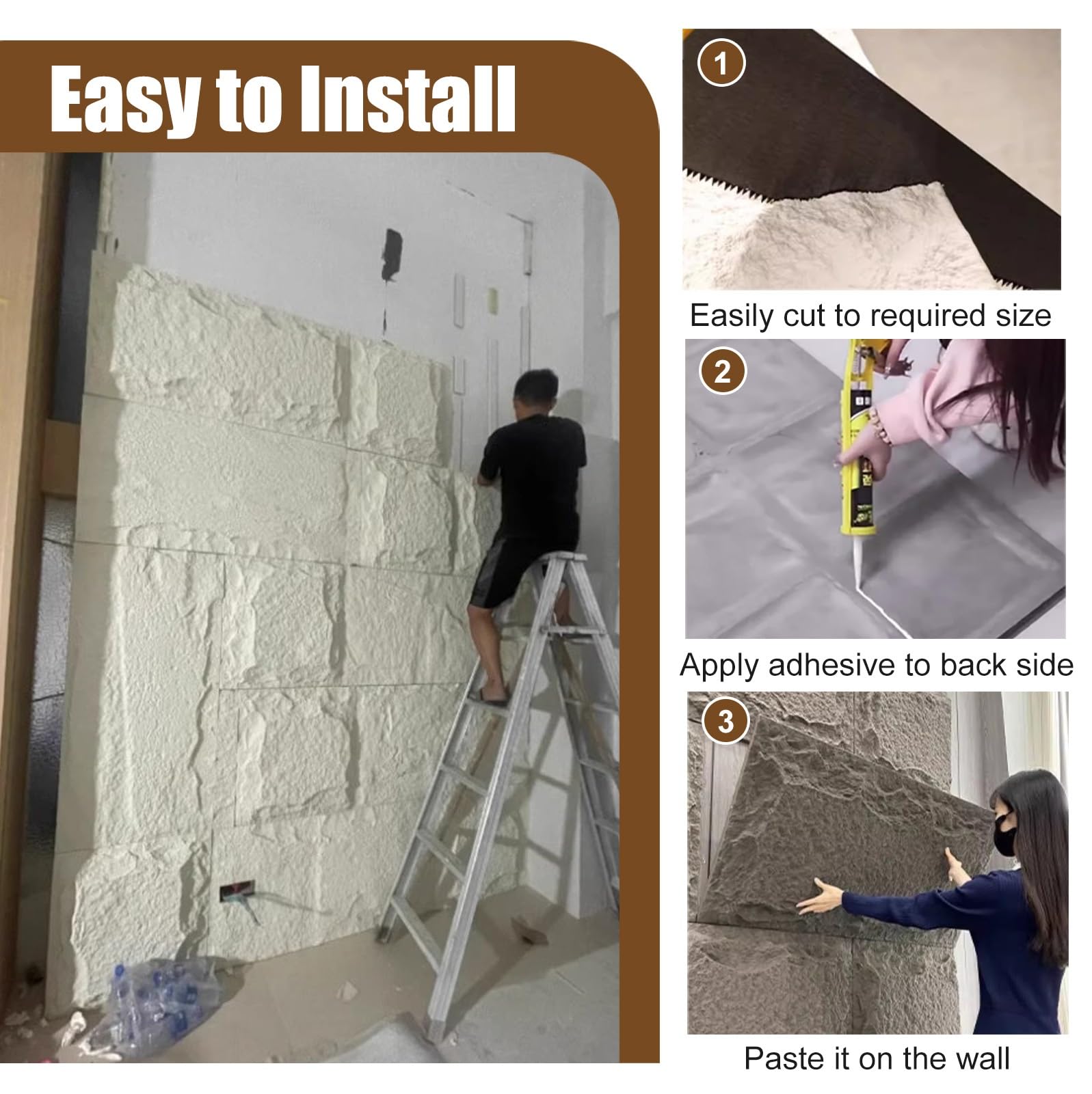 Pannelli di parete 3D per la decorazione della parete interna, Rivestimento murale dell'impiallacciatura di pietra, Rivestimento del fondale del camino, Rivestimento della parete esterna